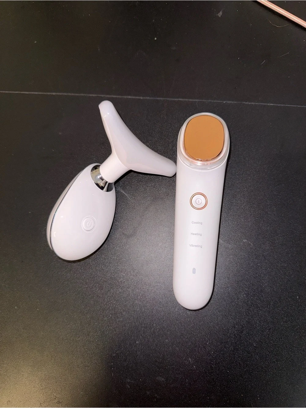 Facial Massager & Eye Tool in White with Rose Gold Accent